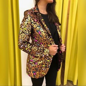 Vilagallo Leopard Print Sequin Blazer NWT